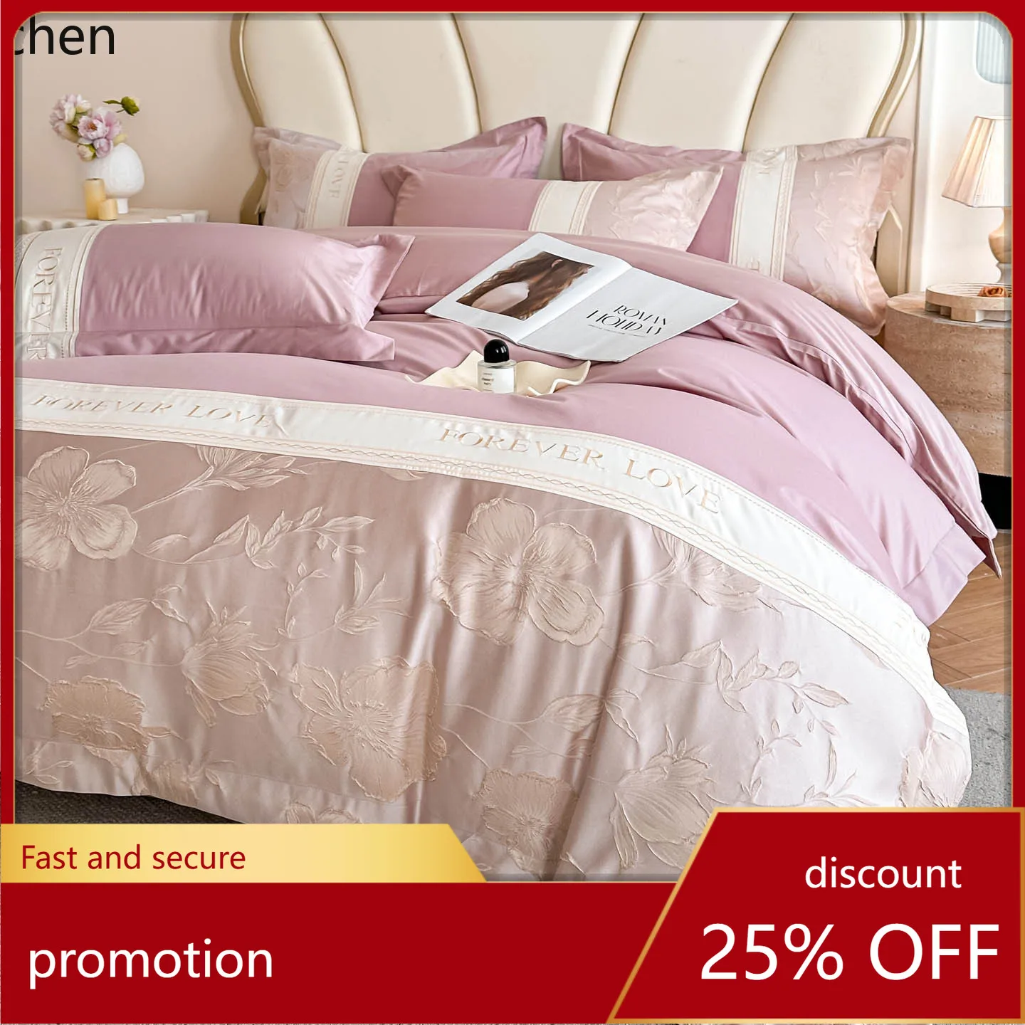 

ZML four-piece set of washed cotton embossed bedding, high weight, home use, embroidered, suitable for all seasons