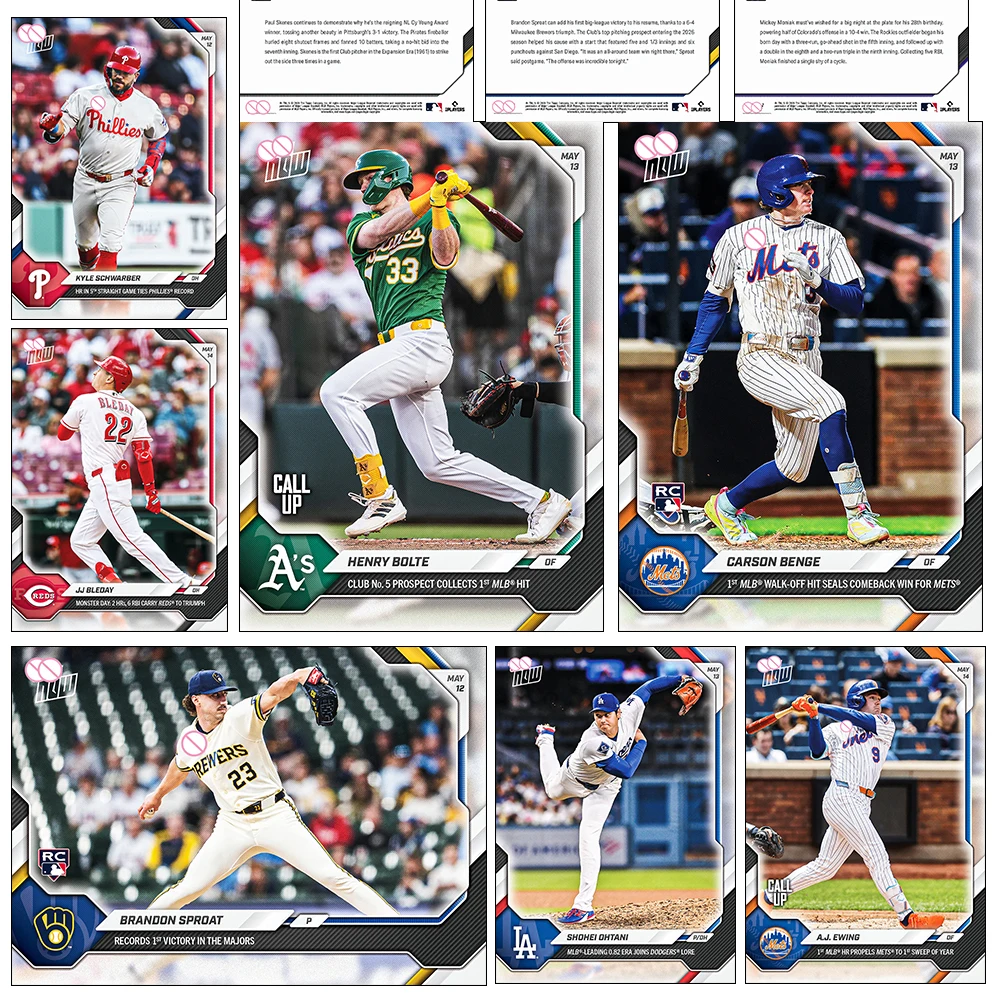 Cartão Colecionável DIY de Baseball com Laser e Glitter de KYLE SCHWARBER, DAULTON VARSHO, BAILEY OBER, BRANDON SPROAT - Presente de Férias