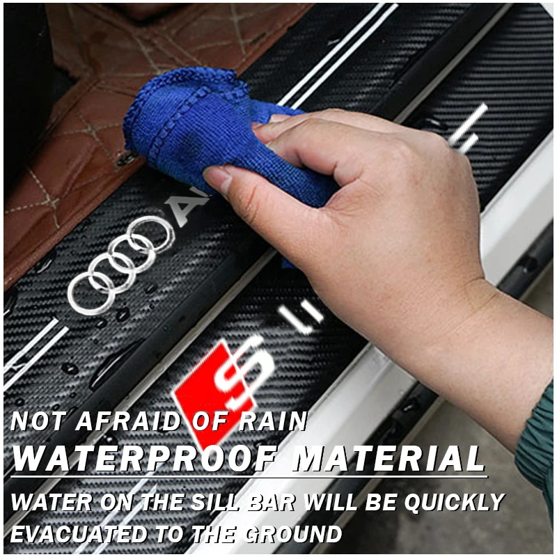 Car Door Sill Scuff Plate Decor Carbon Fiber Stickers For Audi A7 A8 Q1 Q2 Sline TT A1 A2 A3 A4 A5 A6 Q3 Q4 Q5 Q6 Q7 Q8 TT S3 S view 5