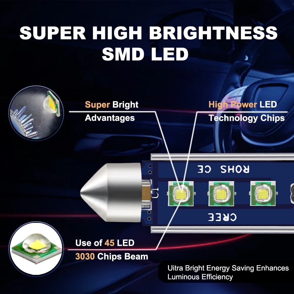 Nlpearl 2x lâmpada de sinal c5w led canbus c10w festão cree led 31mm 36mm 39mm 41mm luz interior do carro lâmpada da placa de licença 12v