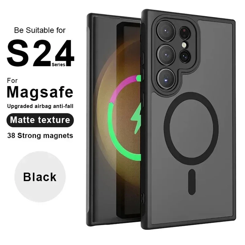 Matte Transparente Ultradünne Magnetische Handyhülle für Samsung Galaxy S26 S25 S24 S23 S22 Ultra Plus S26+ mit Linsenschutz PC-Cover