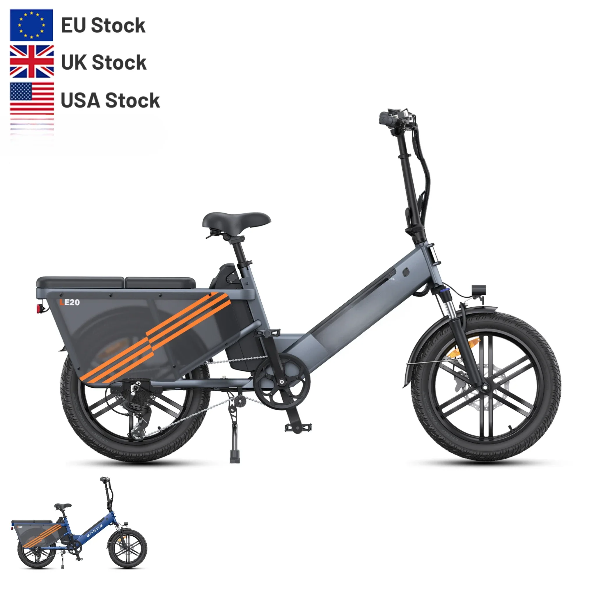 New Arrival ENGWE LE20  Super Range Cargo Ebike Torque Sensor  Hydraulic Brakes 48V 38.4AH 250W Electric Bike With Kids Seat