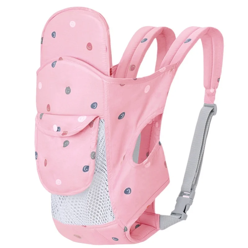 

Baby Carrier Thickened Straps Front Back Carrying Balanced Force Avoid Muscle Damage Saving Effort Infant Sling Pink