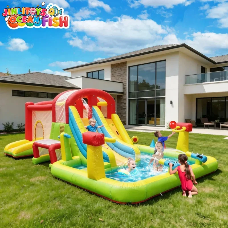 Cocofish Inflatable Bouncer Play Center Colorful Bouncy Castle Bounce House Magical & Safe Backyard Entertainment for Kids