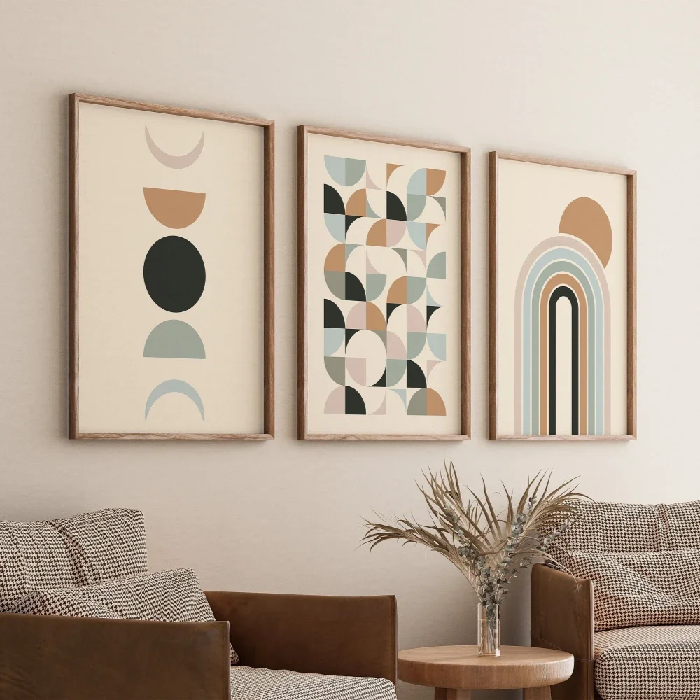 Multiple sizes 3pcs frameless Canvas Painting,Boho Abstract Wall Art Prints Boho Wall Decor Scandi Art Beige Wall Prints Green W