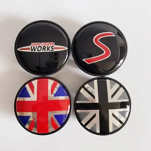 4PCS x 54MM 자동차 휠 센터 허브 캡 커버 엠블럼 스티커 미니 쿠퍼 S JCW One R55 R56 R60 R61 F54 Clubman Countryman