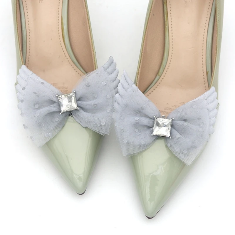 H3CB Rhinestones Bowknot Shoe Charm Bowknot Clip On Shoe Charm Shoe Buckles for Women Girl Wedding Shoe Trainers Sneakers