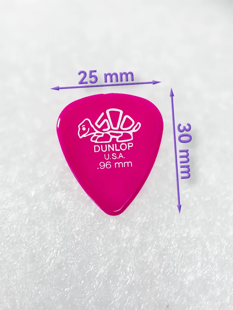 Dunlop Delrin 500 Guitar Picks 41R 0.46/0.71/0.96/1.14/1.5/2.0 mm Smooth Surface Beveled Edge Design Warm Tone