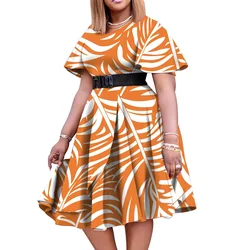 African Print Dresses for Women Elegant Summer Fashion Short Sleeve V-neck Polyester Party Evening Bodycon Dress Africa Clothing