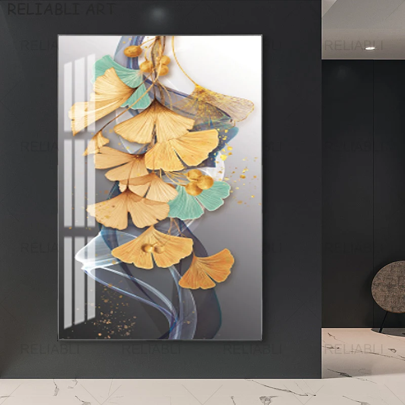 Colorful Ginkgo Biloba Leaves Poster and Prints, Abstract Canvas Painting , Wall Art for Living Room Gallery Home Decoration