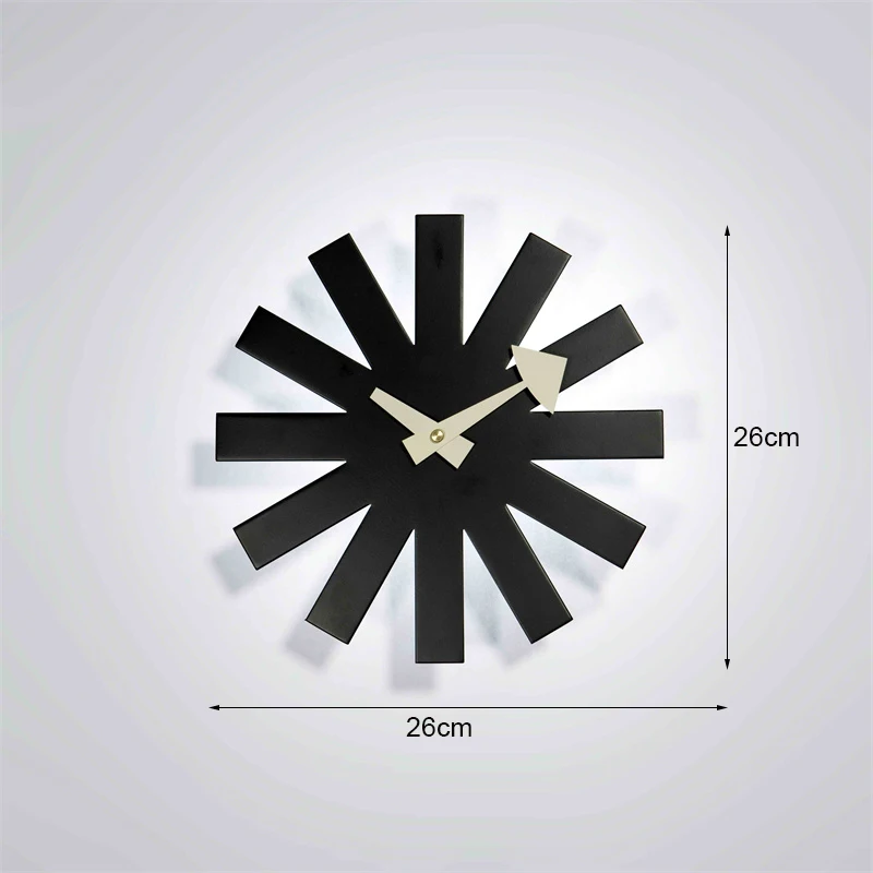 Asterisk Wall Clock Creative Modern Design Quartz Silent 26cm Black and White Livingroom Wall Decor Horologe Watch Accessories