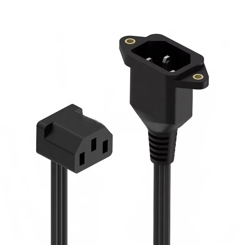 Newly Upgraded Durable Household 90 Degree Elbow Power Extension Cable - Ultra Thin Soft C13 to C14 3 Pins