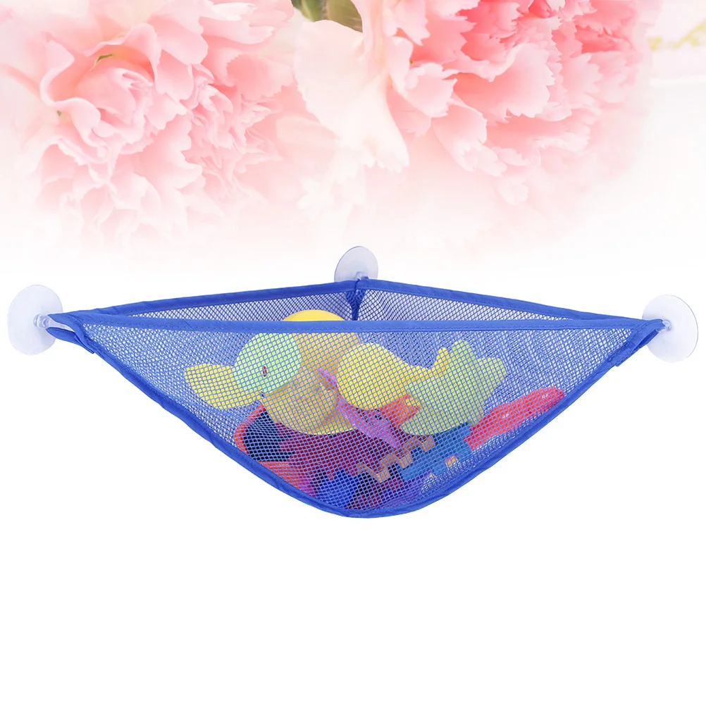 

Mesh Hanging Storage Bag Blue for Bathroom Organizer Space Saver Storage Container Suction Cups Flexible Organizer Bag