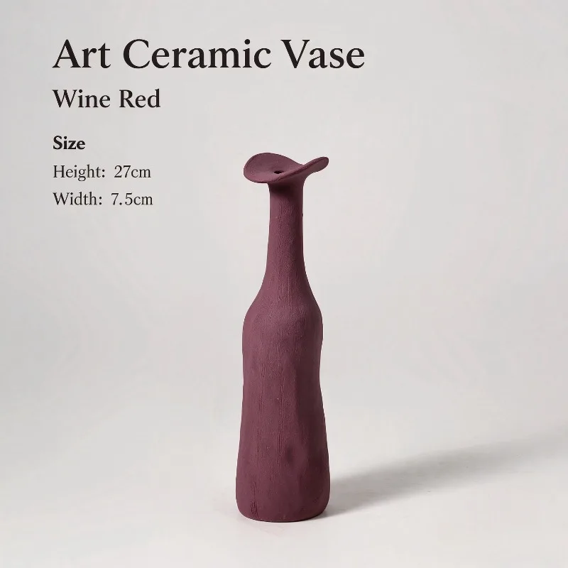 Small Ceramic Vase Wabi Sabi Style Jingdezhen Pottery Flower Arrangement Minimalist Home Decor for Living Room Table Shelf