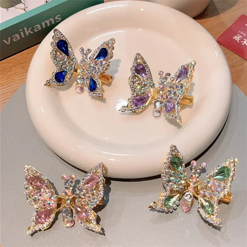 

New Water Diamond Stereoscopic Butterfly Hair Clip Children's Jumping Wings Girl Super Immortal Hair Clip Accessories 2024