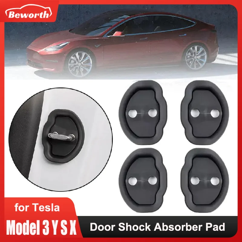 Door Shock Absorber Pad For Tesla Model 3 Y X S Highland 2024 2023 Flexible Lock Protector Silicone Auto Door Lock Latches Cover