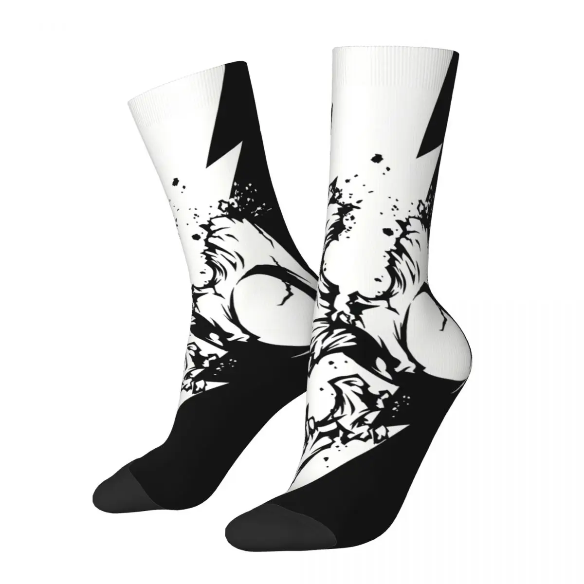 Lightning Strikes Skull Ghost Specter Spirit Socks Male Mens Women Winter Stockings Printed