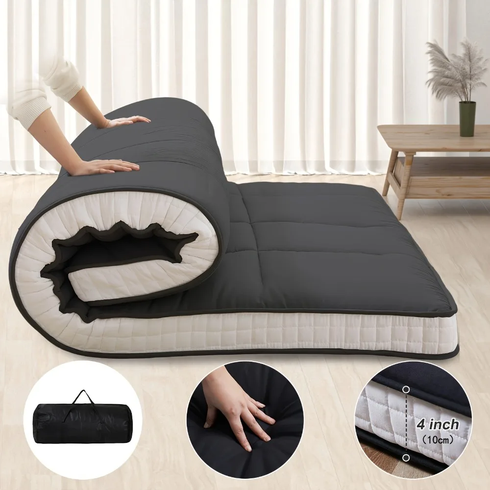Memory Foam Twin Mattress, Foldable & Portable Floor Mattress, Washable Sleeping Mat for Home, Camping, Travel & Guest Bed