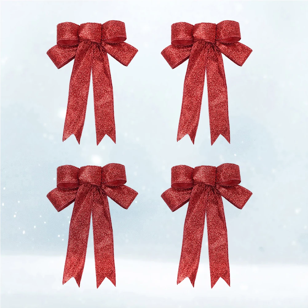 

4pcs 23Cm Golden Bowknot Cloth Ribbon Christmas Tree Decoration Ornaments Festive Party Diy Accessories Gift Door Wall Chair