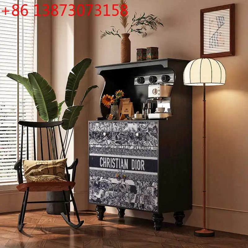 

Боковой шкаф для столовой во французском стиле ретро из массива дерева, боковой шкаф для гостиной, остров для хранения, встроенный настенный шкафчик, чайный шкаф