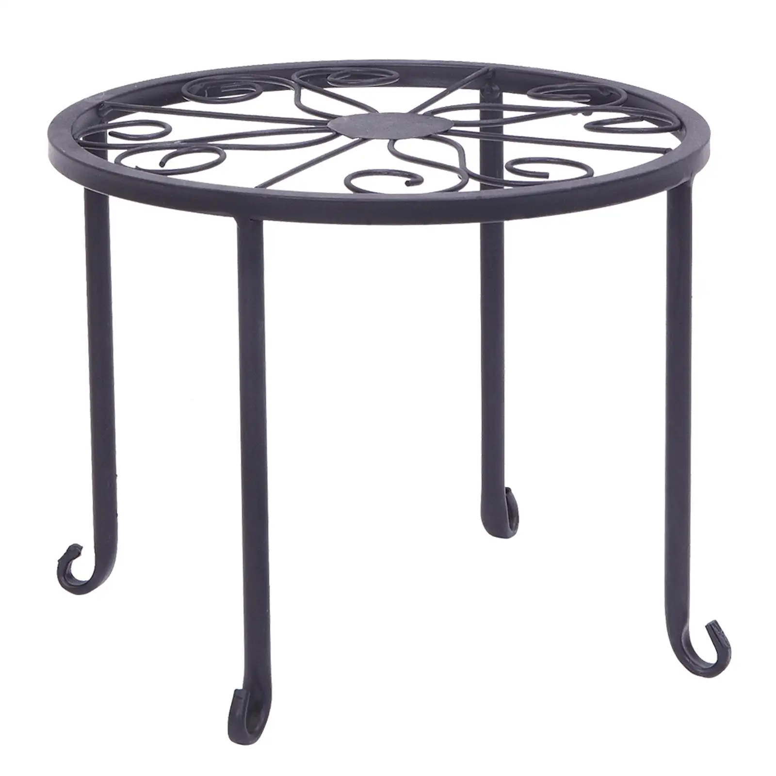 Black 4-Tier Plant Shelves with 4-1 Round Design - Durable Baking Paint Finish (YH-CJ009)