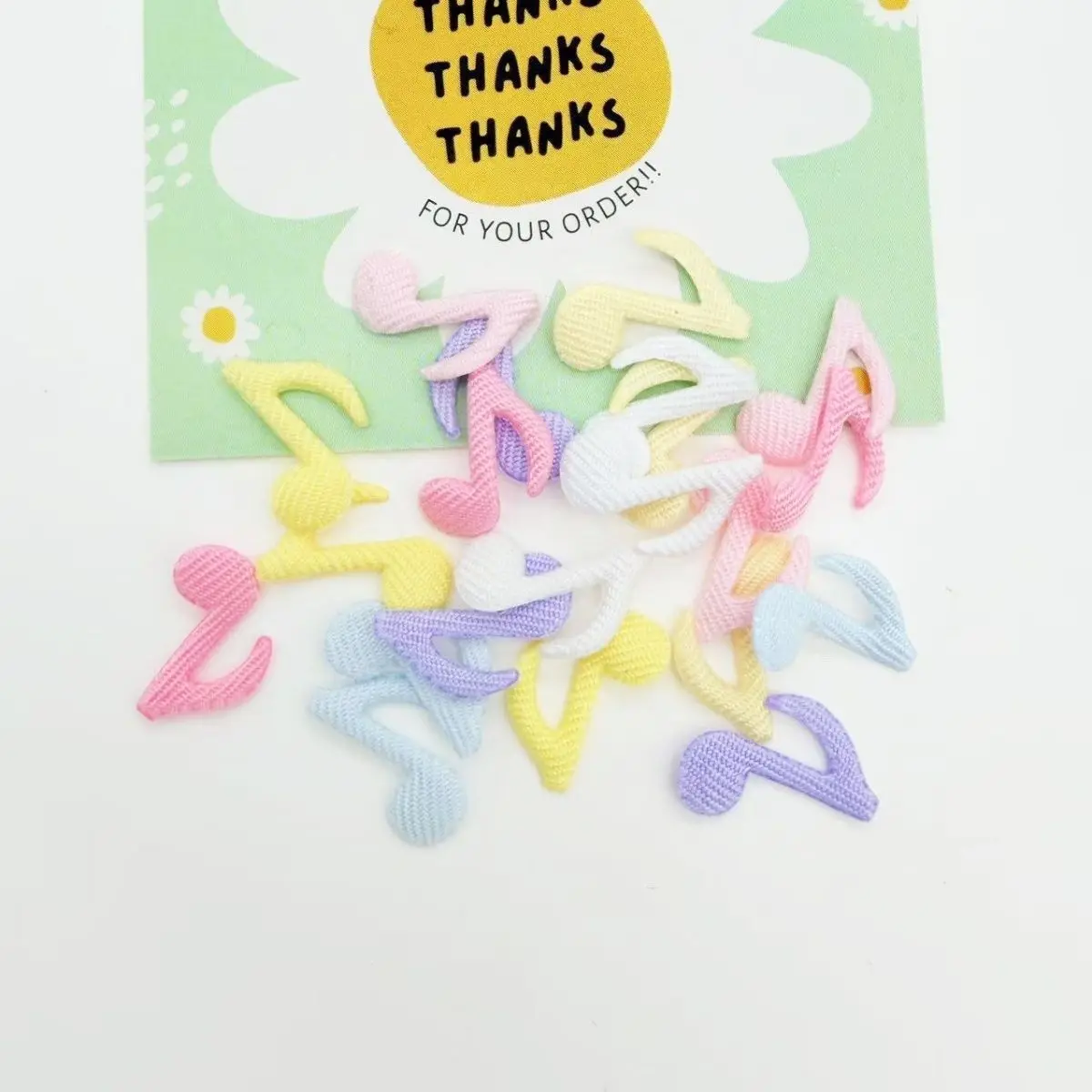 Macaron fabric music note treble notation handmade DIY handbook decoration ins lolita support stick card cover