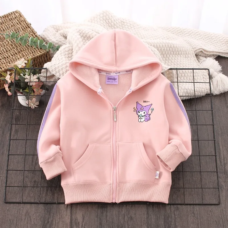 Manteau à capuche décontracté Anime Smile Zipper pour enfants, veste Kuromi, Kawaii, Sanurgente Ins Plus, mignon, dessin animé, vêtements d'hiver, cadeaux