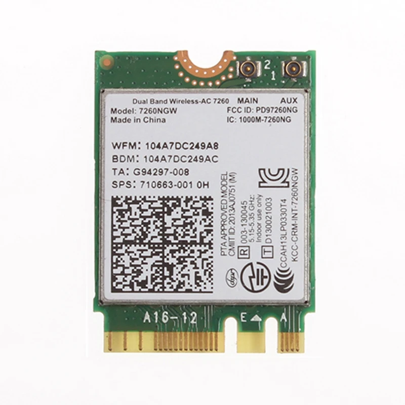 

7260AC 7260NGW WiFi Card 802.11Ac 867Mbps Dual Band 2.4/5G NGFF M.2 BT 4.0 Wireless-AC 7260 WiFi