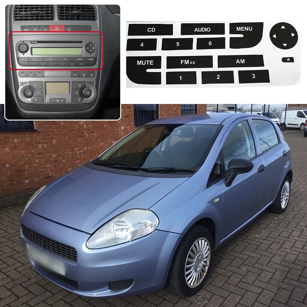 Car Front Radio Button Repair CD Decals Stickers Replacement Fits For Fiat Grand Punto Auto Automobiles Stickers Accessories