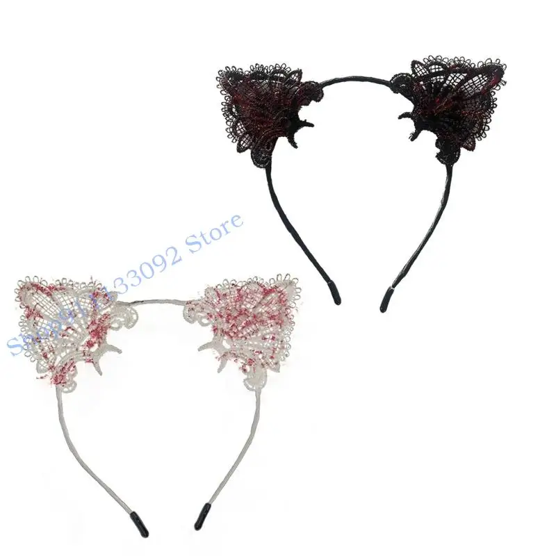 H9ED กิ๊บติดผมหูแมวแบบปรับเปลี่ยนได้ Impermeable การเฉลิมฉลองวันฮาโลวีนเพิ่มเติมทุกยุค