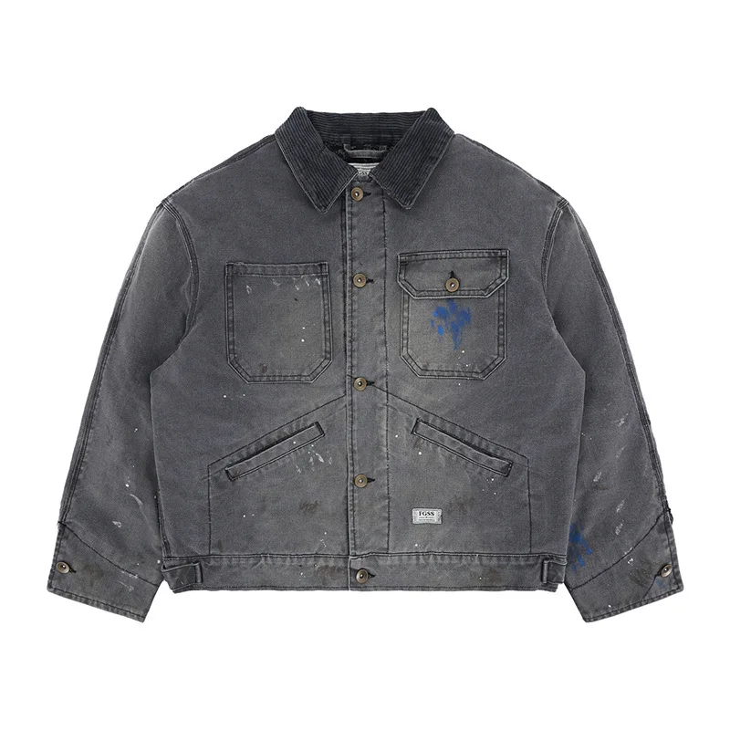 Men's Wear 2025 Autumn/Winter New Product DUCK JKT 90S Detroit Washed Paint Splashed Cowboy Jacket For Men