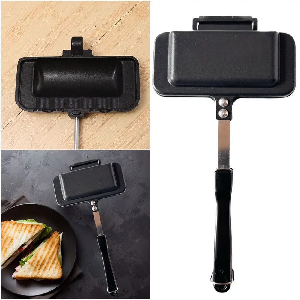 Hot Dog Toaster Sandwich Machine Non Stick Aluminum Alloy Sandwich Making Double-Sided Baking Tray Double-Sided Sandwich Fry Pan