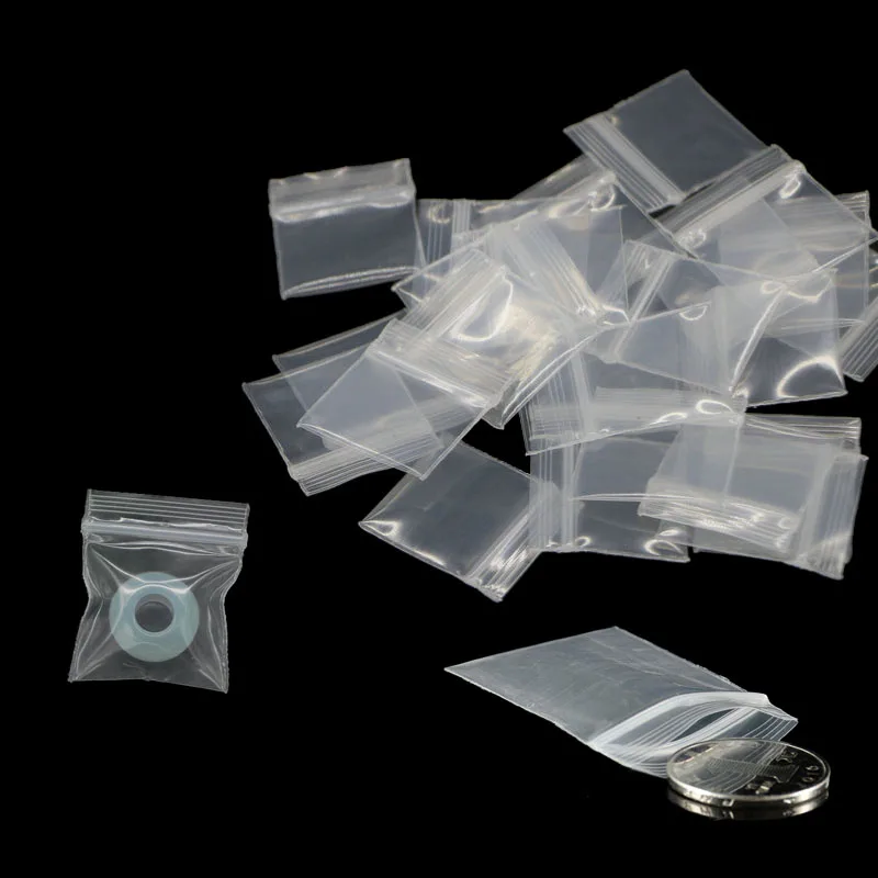 100pcs Mini Ziplock Bags For Jewelry Retail Accessory Packaging Supplies Waterproof Storage Small Plastic Bag Thicken Reclosable