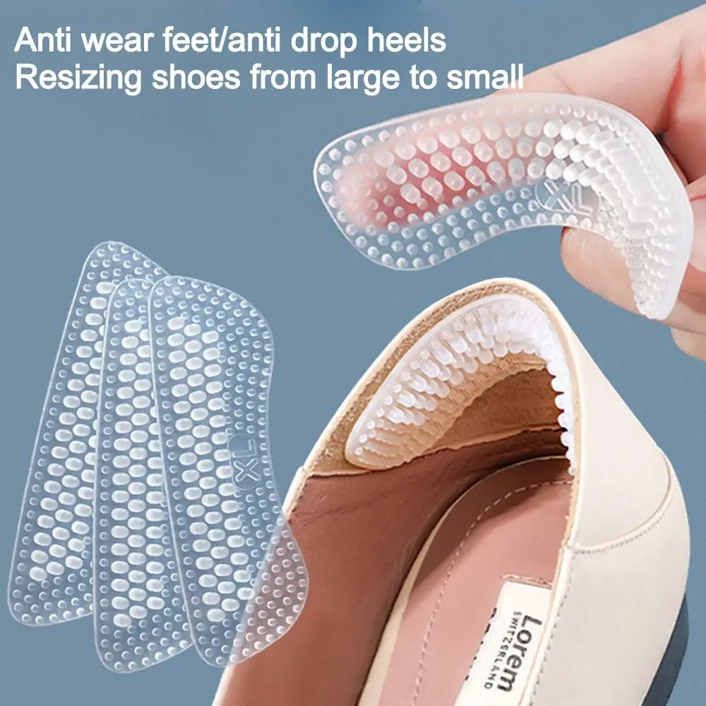2Pcs Durable Silicone Heel Stickers Non-Slip Invisible Heel Cushions Anti Slip Heels Grips for Women Men