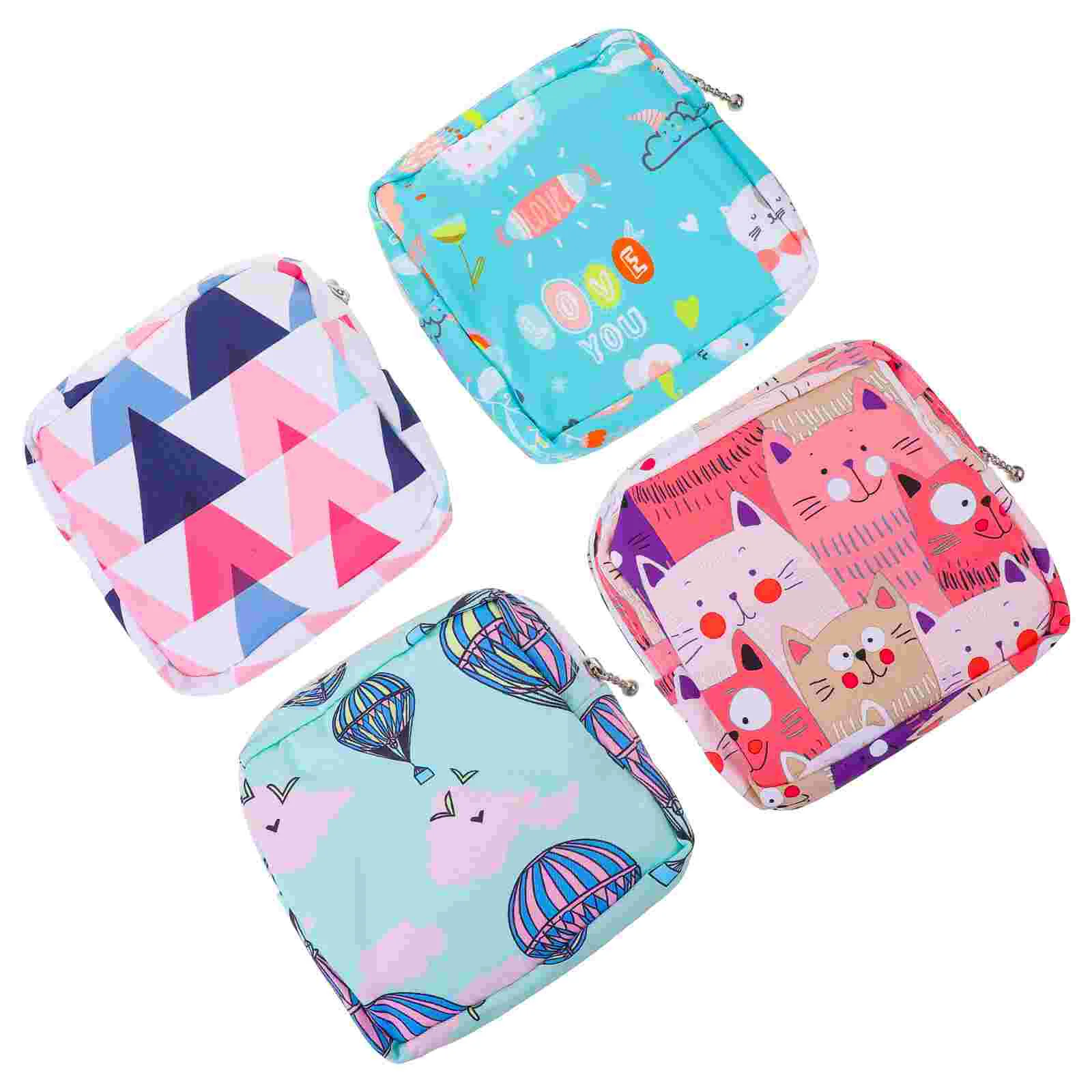 Bolsa de almacenaje de pañuelos sanitarios, almohadilla Menstrual, bolsa de tampón de período pequeño para viaje, decorativa, lavable, para estudiantes, 4 Uds.