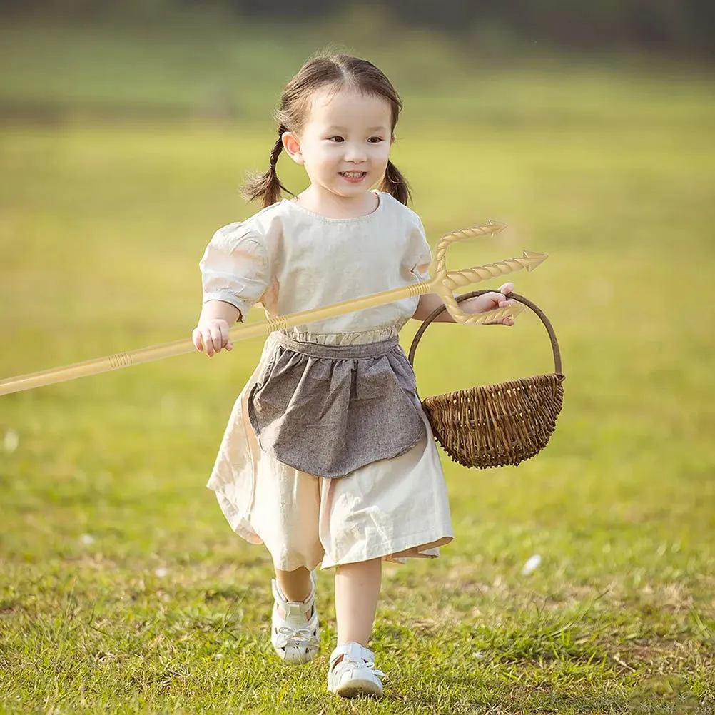 2pcs Trident Costume Prop Golden Devil Fork For Kids Adults Halloween Party Performance Demon Cosplay Accessory Plastic Pitch