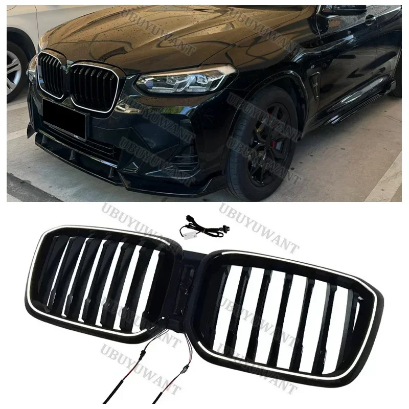 Para BMW X3/X4 G01 G02 G08 M40i 20i 30i 22-24 LCI, embellecedor de cubierta de parrilla delantera ABS para estilo de coche, piezas de repuesto automotrices, 1 unidad, parrilla LED