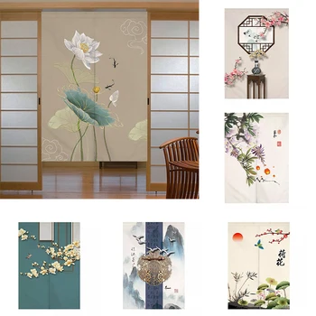 중국 스타일 칸막이 문 커튼, 주방 기하학 바람 천 커튼, 가정 장식, 하프 패널 커튼 