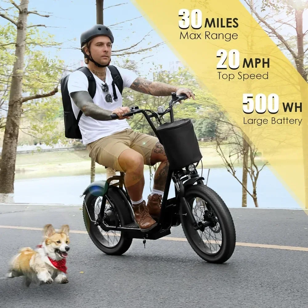 Foldable Electric Scooters, 500Wh Battery, 30 Miles Range, 20