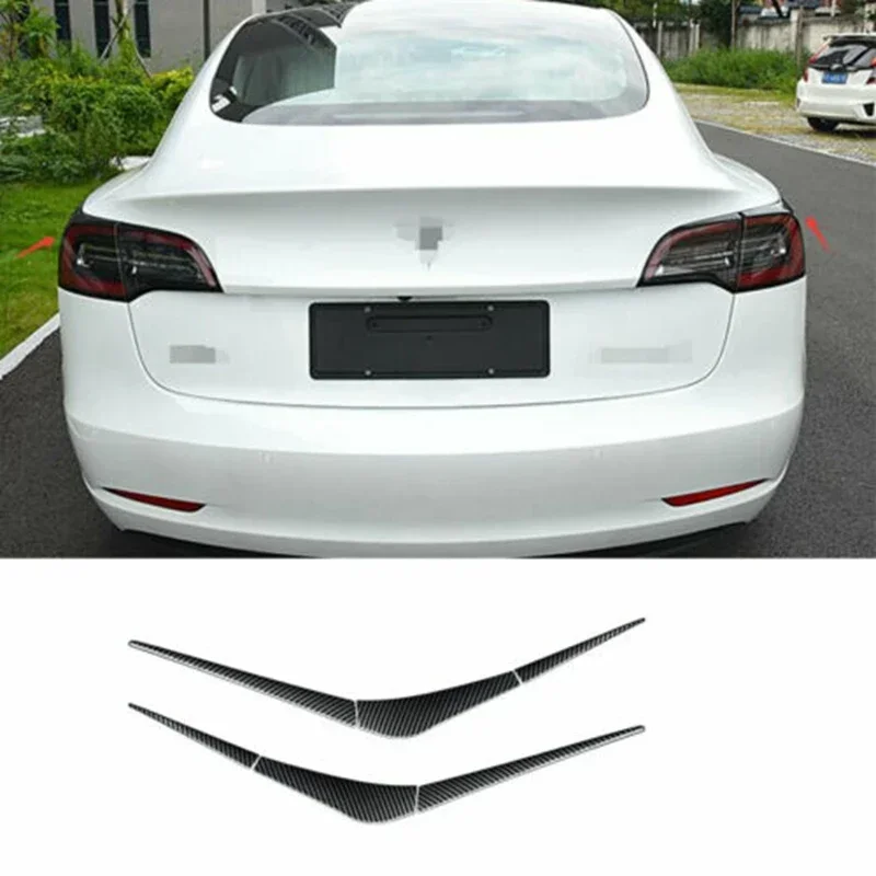 Fit for Tesla Model 3 Rear Tail Light Eyebrow Cover Trim Rear Brake Lamp Strips Trim Exterior Styling Carbon Fiber Pattern