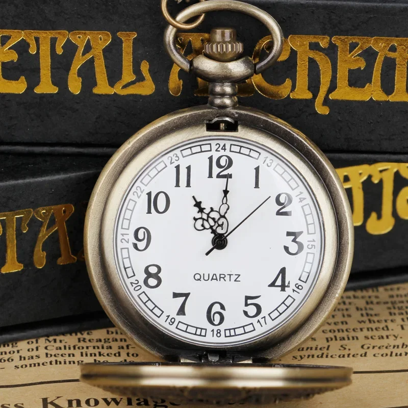 ساعة جيب كوارتز أرقام عربية عرض قلادة ساعة جيب هنتر كاملة Relojes De Bolsillo