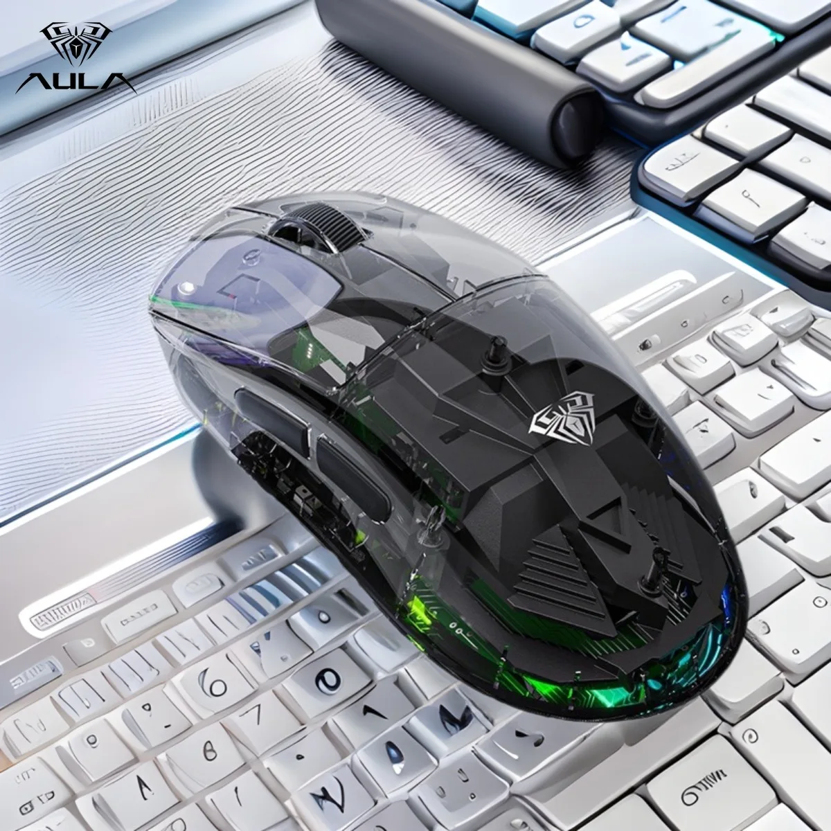 AULA SC660 Gaming Mouse Tri-mode Wireless Bluetooth Mouse 10000DPI Optical Sensor Macro Programmable Mice for Laptop PC Gamer