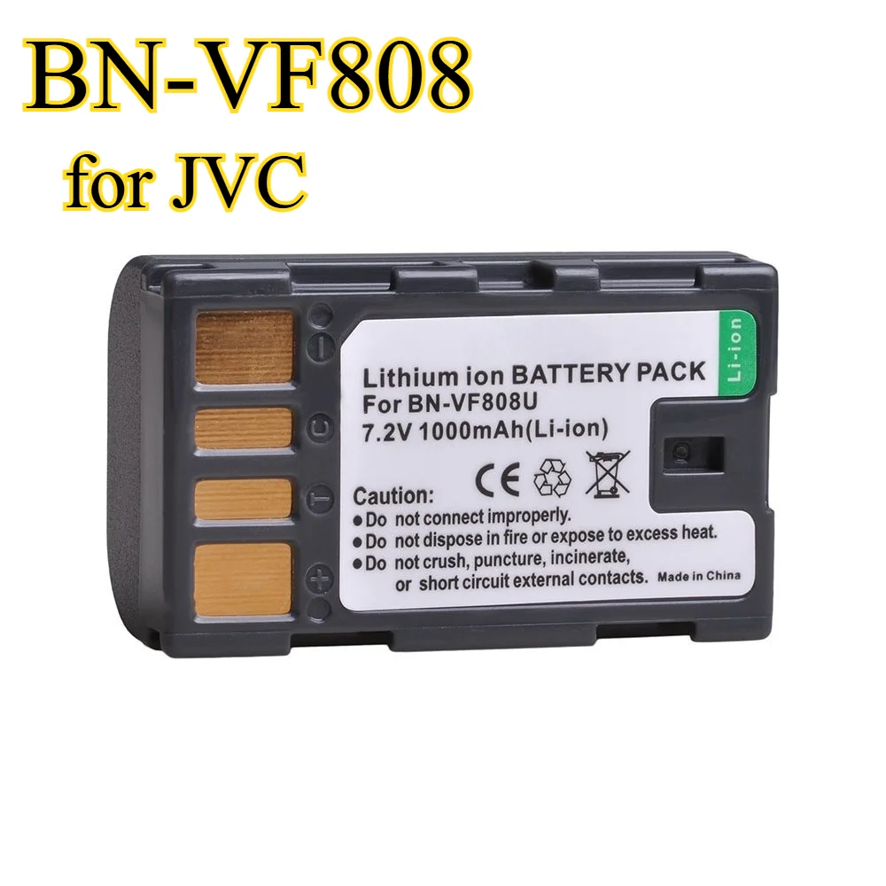 1000mAh BN-VF808 배터리 JVC GZ-HD7/GZ-MG575/GR-D750 GZ-MG330R GZ-MS130용 충전식 리튬이온 캠코더 배터리