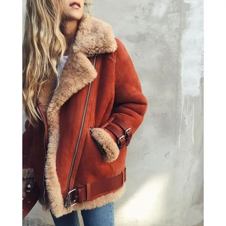Women's Cotton Jacket with Deerskin Face Motorcycle Style Fashionable And Stylish Ladies' Jacket for All Seasons