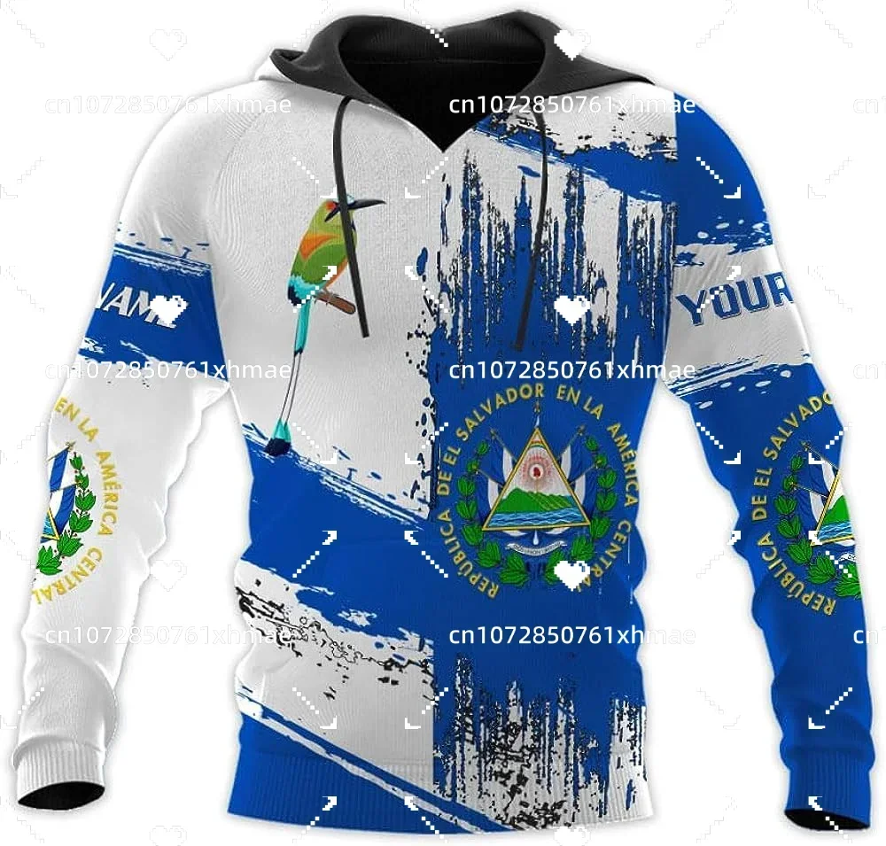 

Custom Name El Salvador Flag Badge 3D Print Hoodie Men's Women's Casual Oversized Sweatshirt Fashion Harajuku Street Zip Hoodie