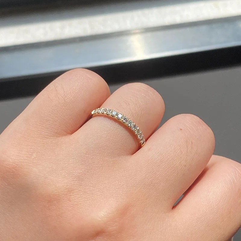 0.32ctw Round Cut CVD HPHT Lab Grown Diamond Half Eternity Band Bridal Ring 14k White Gold DEF Color VS-VVS