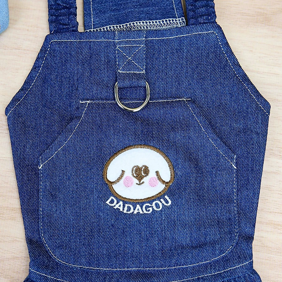 Falda de mezclilla para perros pequeños y gatos – Transpirable con anillo D - imagen 3