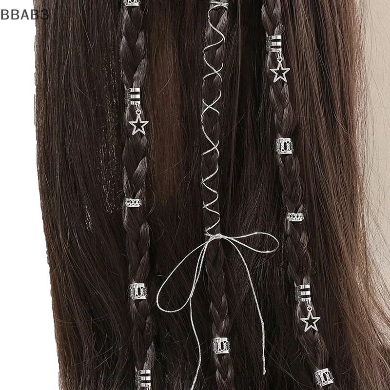 B3 36Pcs Hollow Out Hair Ring DIY Hair Style Hair Accessories Loc Hair Jewelry For Braids Dread Locks Hair Braiding Metal Cuffs