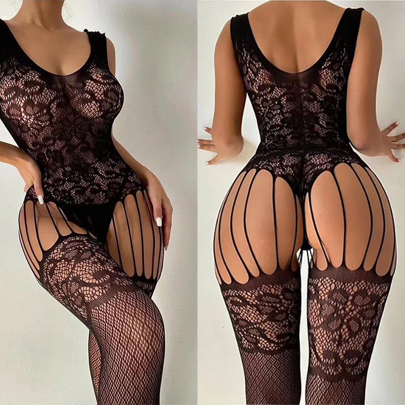 Porn Fantasy Open Crotch Body Stocking Set 18 Erotic Fishnet Toys Lace Lingerie For Sex Women Adult Desire Tights High Stretch