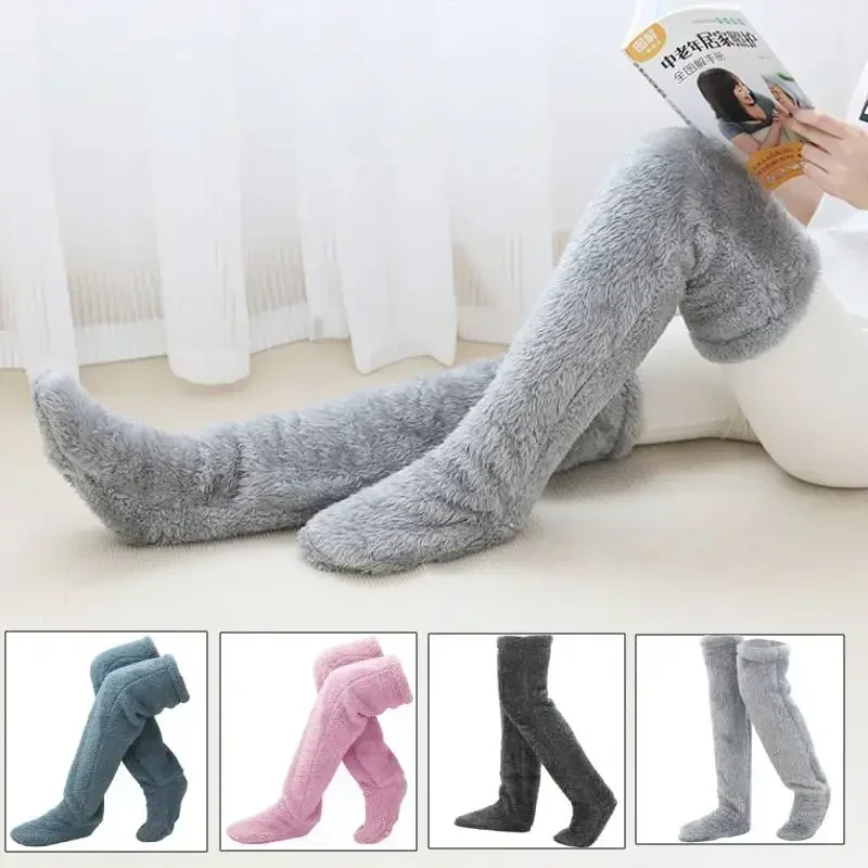 

Cover Home Bed Warmers Stocking Winter Slippers Leg Thick Over Warm Woolen Socks Pants Knee Fluffy Long